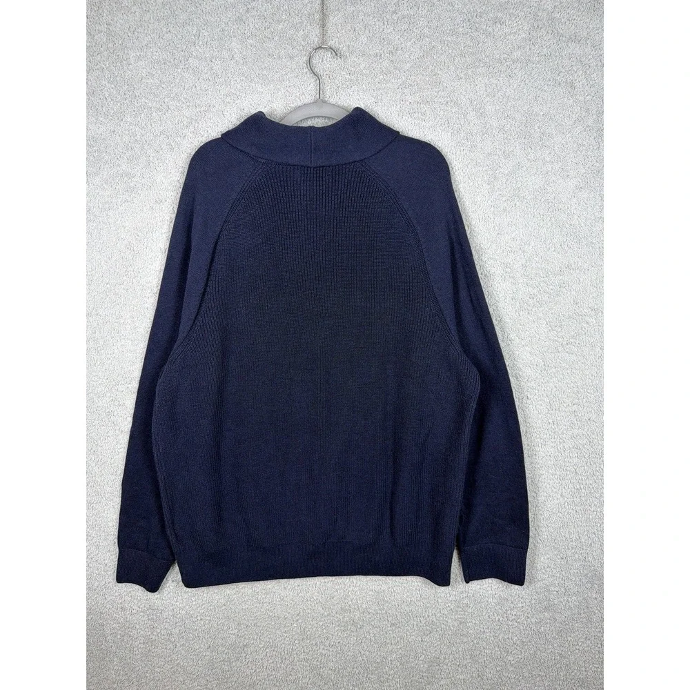 NWT Gap Sweater Mens 2XL Navy Blue Shawl Collar Solid Rib Cotton‎ Pullover